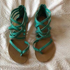 Teal strappy sandals from Charlotte Russe